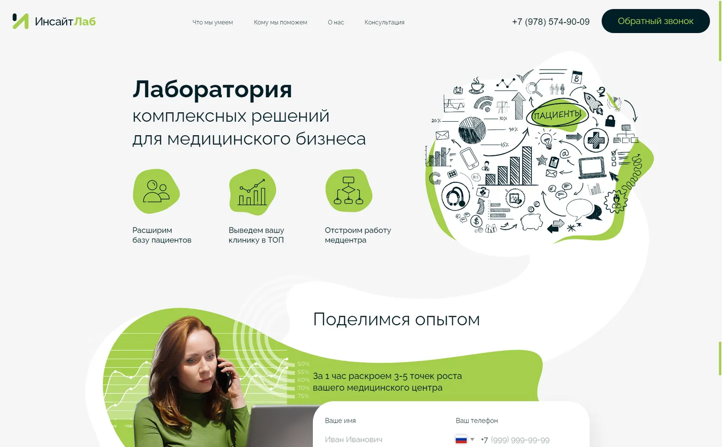 Сайт ИнсайтЛаб, полная страница